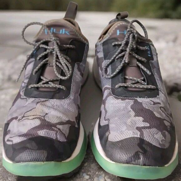 Huk Mako Lightweight Full Drainage Mesh Camo Sneaker Slip on Laceup Mens Size 11 - Picture 2 of 9